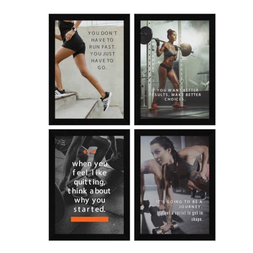 ArtX Paper Big Gym Health Quotes Wall Frame Art Painting, Multicolor, Inspirational, 10X13 inches each, 20 X 26 inches combined, Set of 4 - Image 1