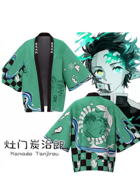 Anime Onimusha no Blade Charcoal Hajiro Same Printed Kimono Cloak Adults and Children's Model