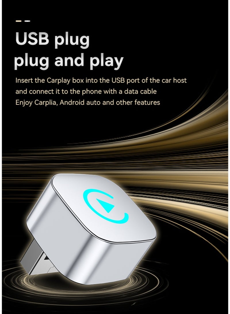 TUNKE 2-in-1 Wireless CarPlay & Android Auto Adapter – Bluetooth 5.0 + 5G WiFi, Plug & Play USB Dongle (Silver) for Cars with Wired CarPlay System - Image 3