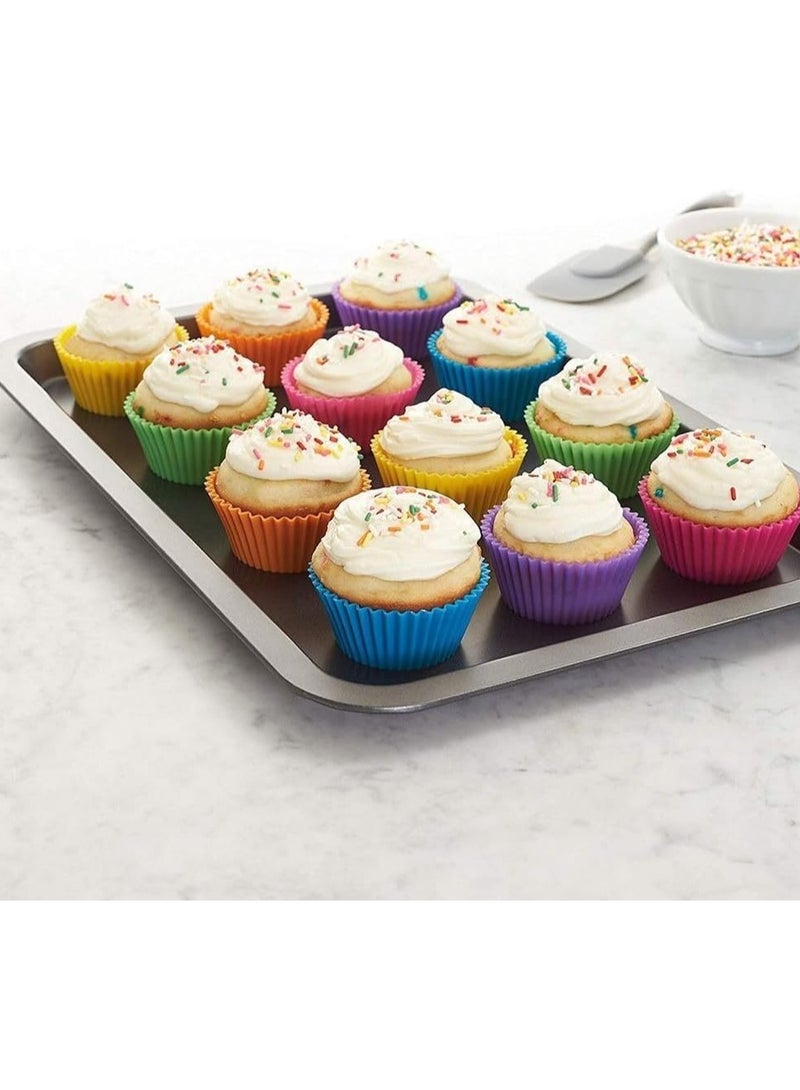 Generic Colorful Reusable Silicone Cupcake Baking Cups – 12PCS Non-Stick Muffin Liners – Heat Resistant, Food Grade, Easy to Clean – Rainbow Colors - Image 4