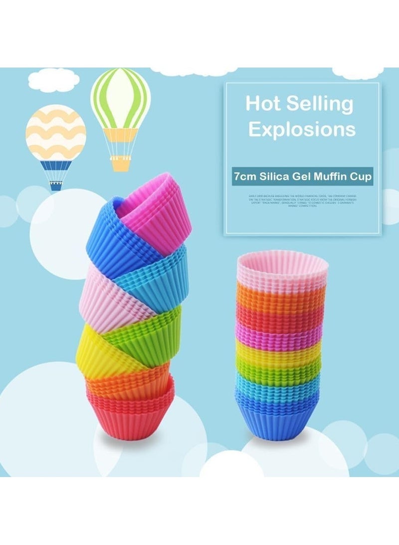 Generic Colorful Reusable Silicone Cupcake Baking Cups – 12PCS Non-Stick Muffin Liners – Heat Resistant, Food Grade, Easy to Clean – Rainbow Colors - Image 5