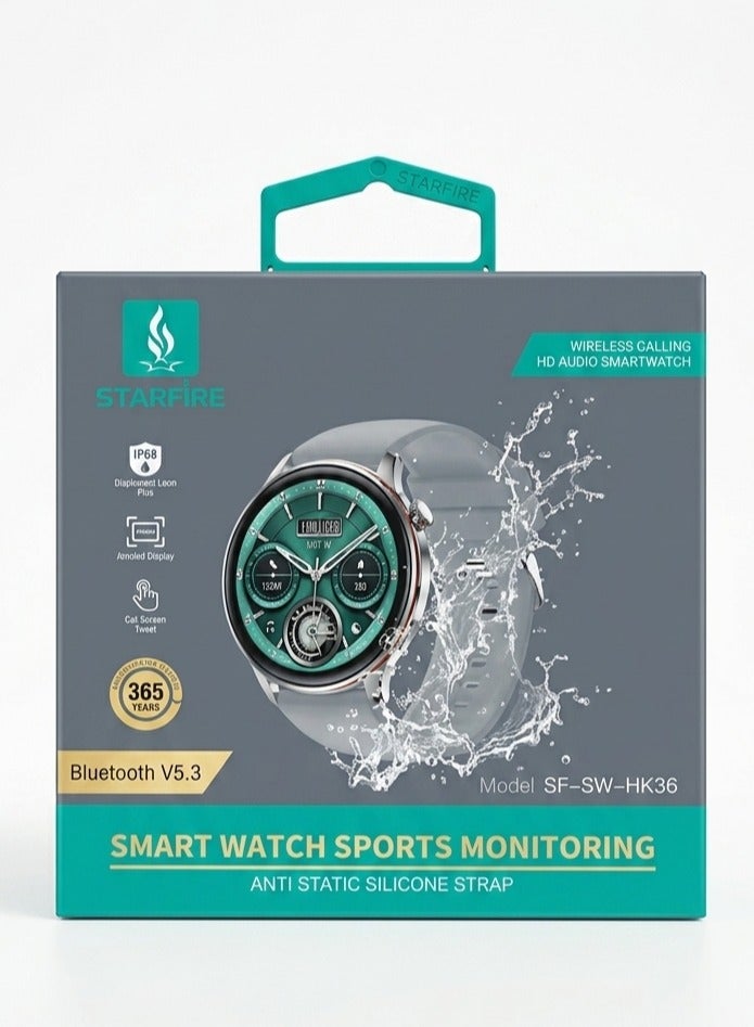 STARFIRE SF-SW-HK36 Smart Watch – 1.43" AMOLED Display, Bluetooth Calling, IP68 Waterproof & Sports Monitoring (Silver) - Image 3