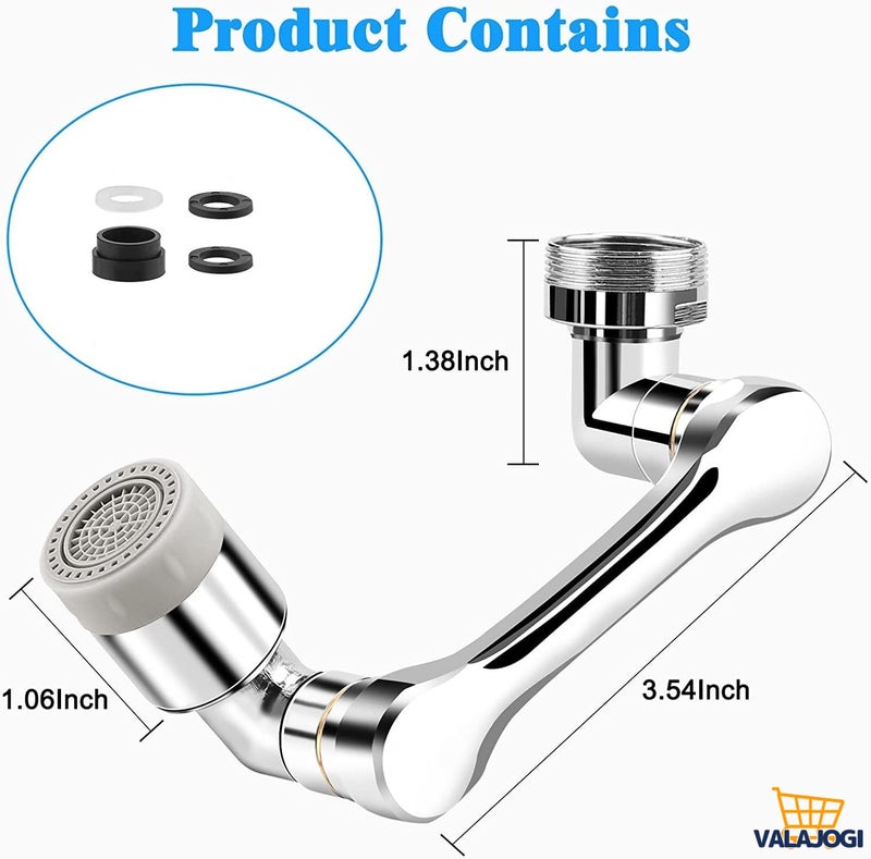 Valajogi Stainless Steel 1080° Rotating Faucet Extender with Aerator, Swivel Sink Tap Extension 2 Mode Spray Water Saving Faucet Extension for Taps Head for Kitchen & Bathroom Sink, Splash Proof - Image 2