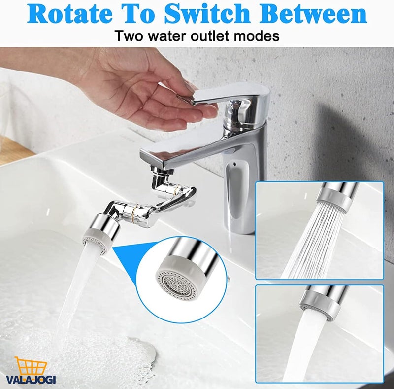 Valajogi Stainless Steel 1080° Rotating Faucet Extender with Aerator, Swivel Sink Tap Extension 2 Mode Spray Water Saving Faucet Extension for Taps Head for Kitchen & Bathroom Sink, Splash Proof - Image 3