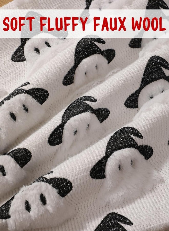 multiwins Halloween Decorations Set of 2 Double-Sided Halloween Pillow Covers 18" x 18", with 2 Different Looks, Cure White Ghost & Ghost with Hat, Plush Faux Fur Throw Pillow Covers for Home Decor - Image 5