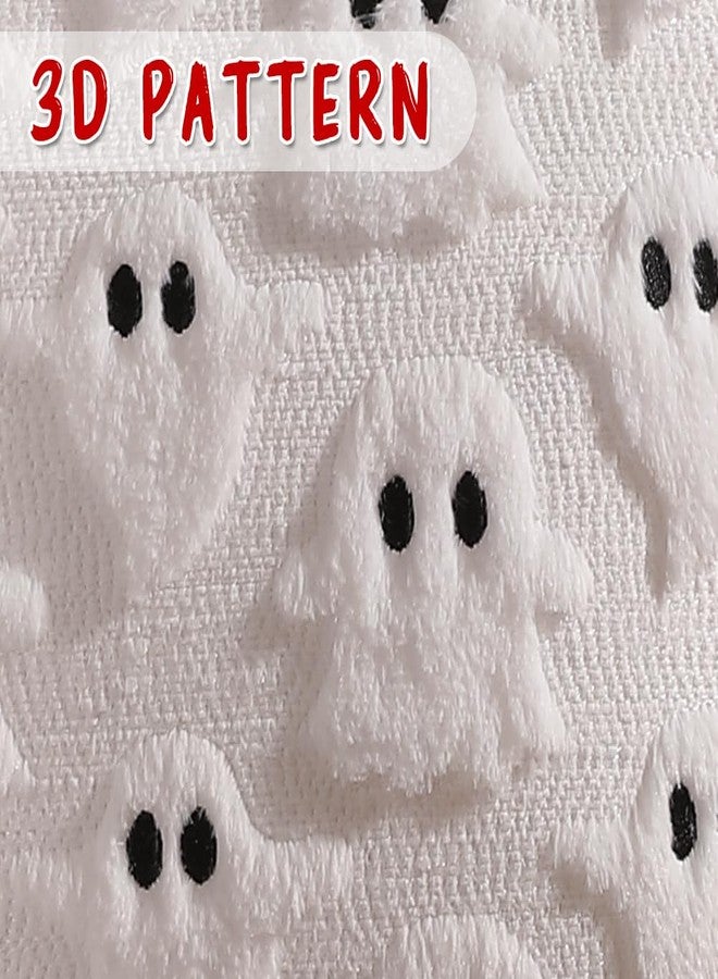 multiwins Halloween Decorations Set of 2 Double-Sided Halloween Pillow Covers 18" x 18", with 2 Different Looks, Cure White Ghost & Ghost with Hat, Plush Faux Fur Throw Pillow Covers for Home Decor - Image 3