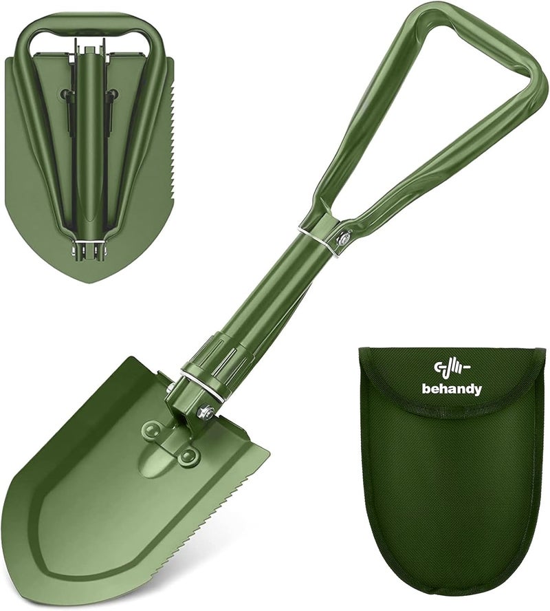Behandy 24.5" Collapsible Shovel, Heavy Duty Foldable Shovel for Camping and Pickax, Military Entrenching Tool for Gardening, Camping, Digging Dirt, Sand, Mud&Snow, Off Road, Car Emergency kit - Image 1