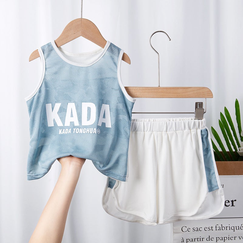 Children's Sports Vest Set Children's Clothing Summer Summer Thin Mesh Basketball Clothing Training Clothing Girls Boys New Style - Image 1