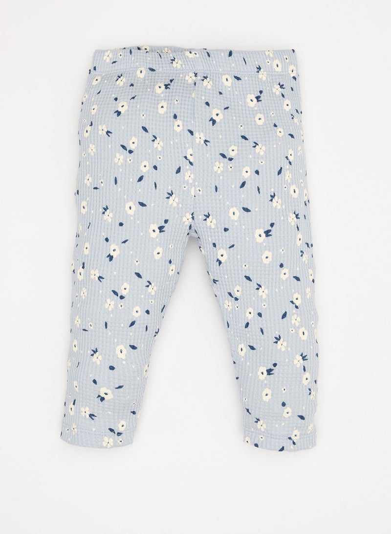 DeFacto Floral Long Sleeve T-Shirt With Elastic Waist Waffle 2-Piece Set - Image 2