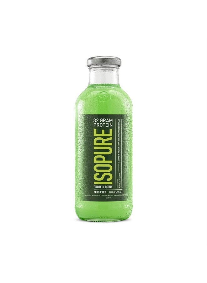 Isopure بروتين خالي من الكربوهيدرات، 32 جرام، جاهز للشرب، معزول بروتين مصل اللبن، بنكهة التفاح والبطيخ، 16 أونصة سائلة (12 زجاجة) - Image 1
