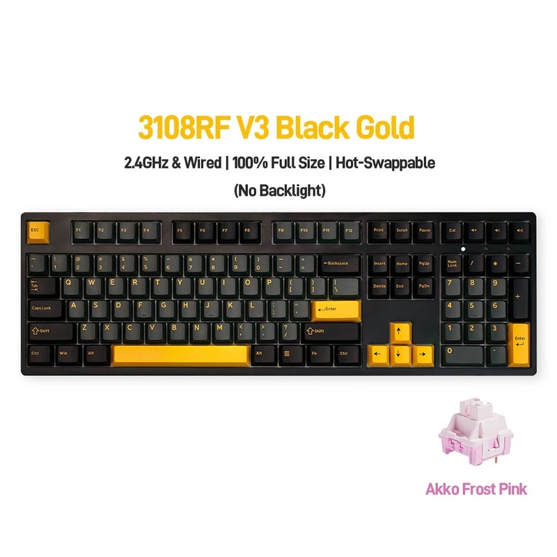 أكو لوحة مفاتيح Akko 3108RF Mechanical Keyboard 100% Full Size, Rgb, Cherry/MOA Profile Keycaps, 2.4GHz & Wired Dual-Mode, for Office Gaming - Image 1