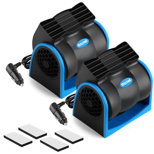 Tujoe 2 Pcs 12v Car Fan Car Vehicle Electric Cooling Fan with Cigarette Light Plug Mini Adjustable Speed Silent Air Cooler Portable Cold Air Fans for Cars Auto Suv Truck Cart Rv Atv - Image 1