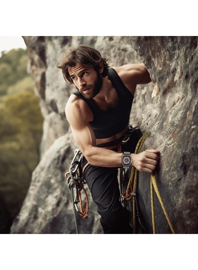 Sport Band Compatible for Apple Watch Ultra Band 49mm 45mm 44mm 42mm for Men, Ultra Wide Nylon Sport Strap Wristband for iWatch Ultra Series 8 7 6 5 SE, Large Army Green