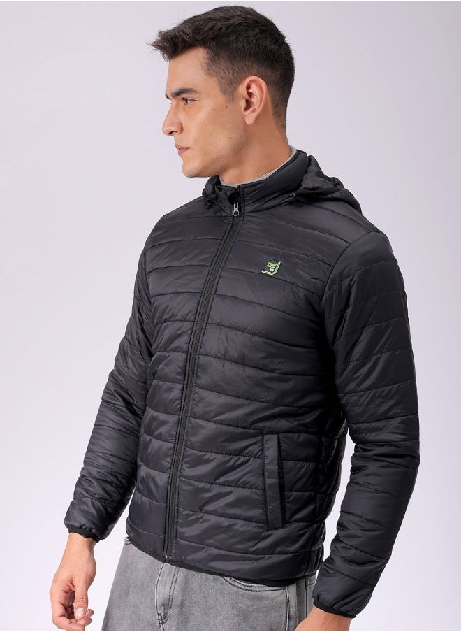 The Indian Garage Co Men Slim Fit Solid Puffer Jackets  - Image 3
