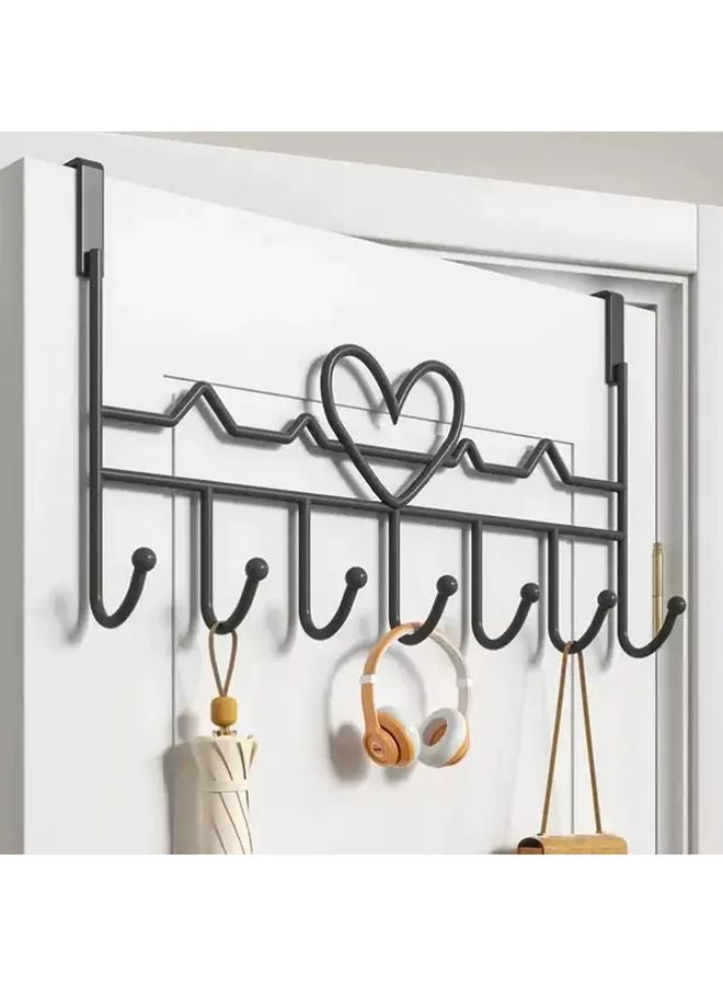 Heavy Duty Metal Over The Door Organizer Rack Black Space Saving Storage - Image 2