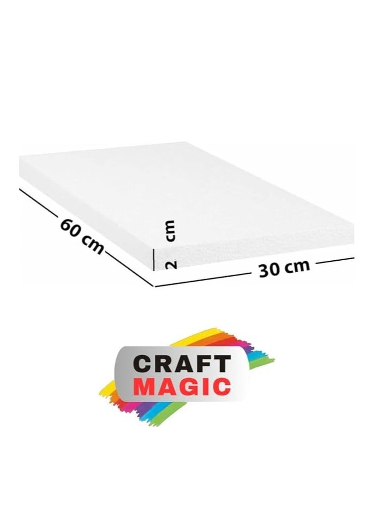 CRAFT MAGIC 2PCS Craft Foam Blocks 30x60x2cm Rectangle Polystyrene Thermocol Styrofoam Sheets for DIY Arts Crafts Sculpting Flower Arrangements Modeling School Office Home Use - Image 3