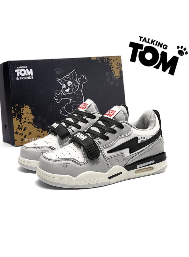 Talking Tom Casual Sneakers For Men And Women Students, Lightning Color-blocking Couple's Canvas Shoes, Black And Gray, Size 38 - Image 1
