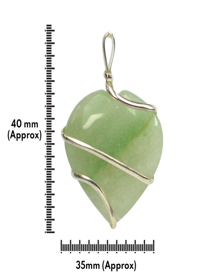 Crystu Green Jade Pendant Heart Wire Wrapped Crystal Stone Pendant/Locket with Metal Chain for Reiki Healing and Crystal Healing Gemstone Size 30-35 mm (Color : Green) - Image 5