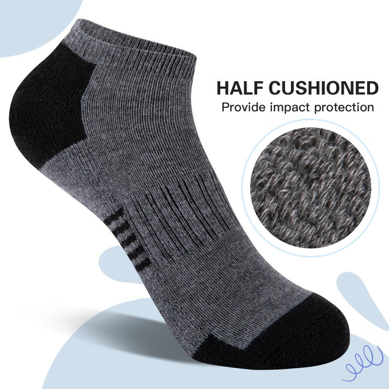 Comfoex 10 Pairs Boys Socks Low Cut Ankle Socks For Kids 8-10 4-6 6-8 Years Old Short Athletic Socks With Cushioned Sole - Image 3