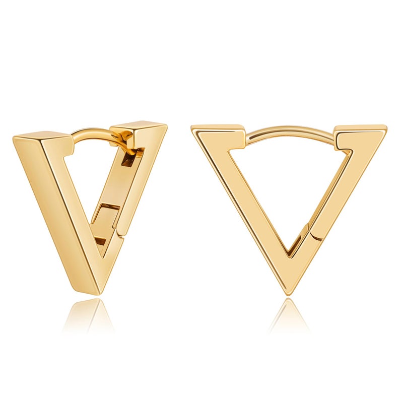 Gacimy Huggie Hoop Earrings for Women 14k Gold Plated, Small Hoop Earrings for Women, 1/2 Inch Triangle - Image 1