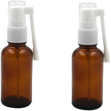 VASANA 2PCS 30ML 1OZ Amber Glass Empty Refillable 360 Degree Rotation Spray Nasal Bottle Sprayer Container Empty Oral Sprayer for Colloidal Silver Iodine Essential Oils - Image 1