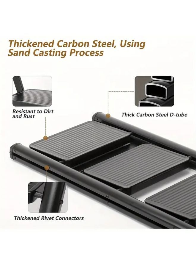Black 2 Step Folding Ladder Anti Slip Lightweight Portable For Home Kitchen Office - Image 5