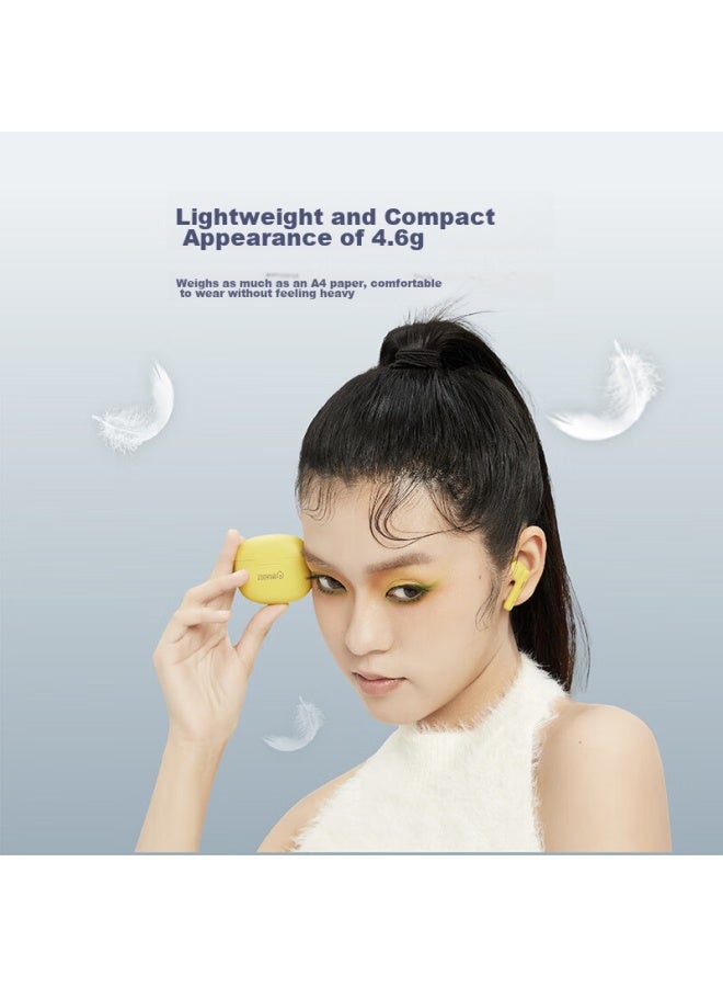 Left Grapefruit Zuoyou Xiaojinli سماعات أذن لاسلكية بلوتوث حقيقية، إلغاء ضوضاء نشط 48db، سماعات داخل الأذن، مكبر صوت 12mm، صوت عالي الجودة، تقليل ضوضاء المكالمات، صندوق هدايا عيد الميلاد، Durian Yellow - Image 4