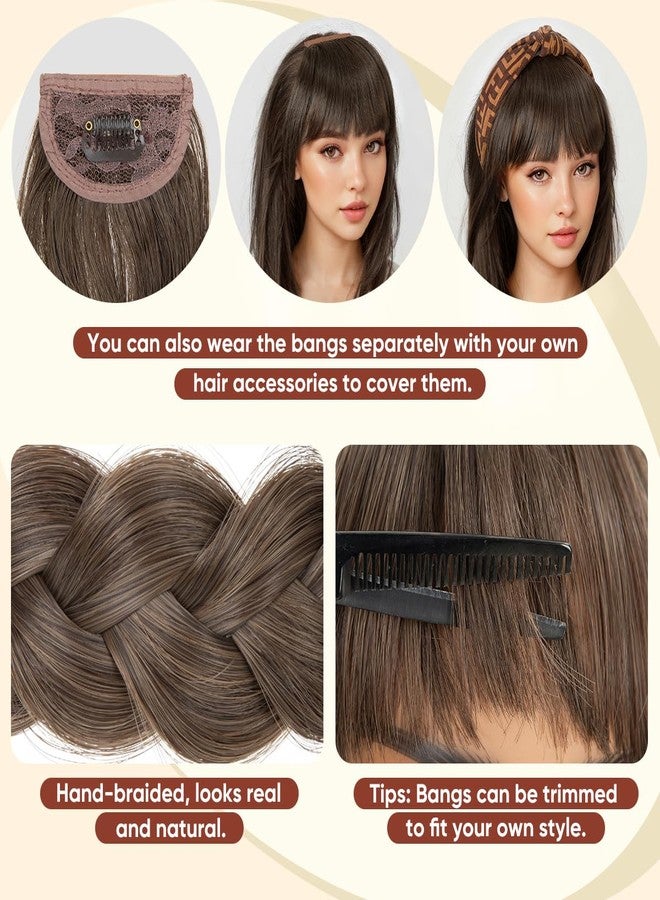 سارلا طوق رأس مضفر من سارلا مع 3 غرة شعر قابلة للفصل بمشابك، غرة شعر صناعية مزيفة للنساء من بيرنشتاين متعدد الألوان - Image 5