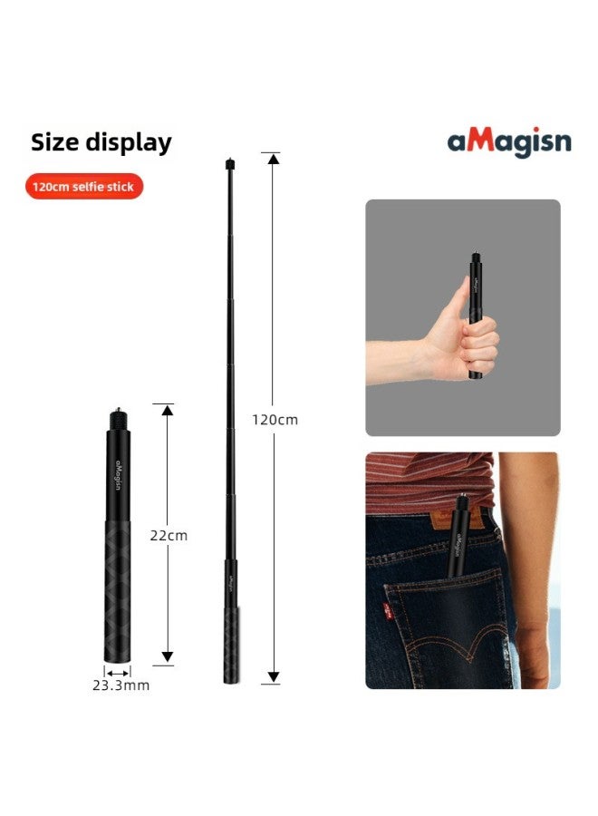 Amai Fit Insta360 Acepro Invisible Selfie Stick 1.2 M Aluminum Alloy Carbon Fiber Camera Bracket-Color:Amai 120cm Selfie Stick  - Image 2