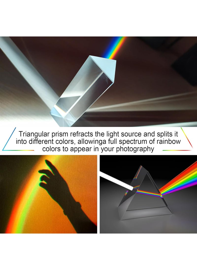 Syhood Syhood 10 Pack Clear Triangular Prisms Optical Glass Prisms Crystal Light Spectrum Physics for Science Teaching Photography Students Effects6 Inch  - Image 3