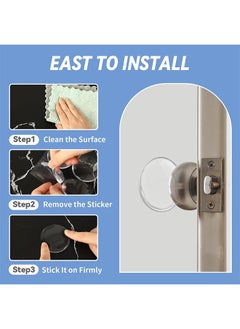 Unik 12-Piece Door Stoppers Wall Protector,Clear Rubber Knob, Round Wall Shield Cushion. Guard Door Bumper Wall Protector Silencer. Self Adhesive  - Image 3