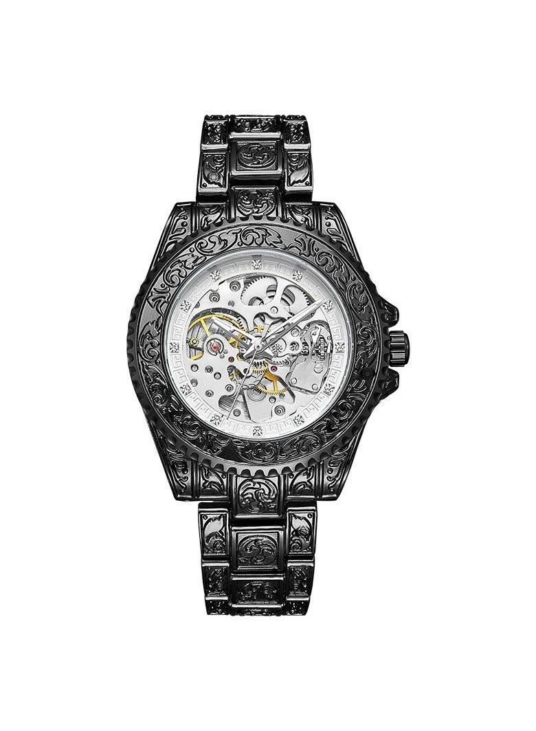 Gucamel European And American Style Men's Fashion Hollow Retro Carving Quartz Automatic Mechanical Watch - Image 1