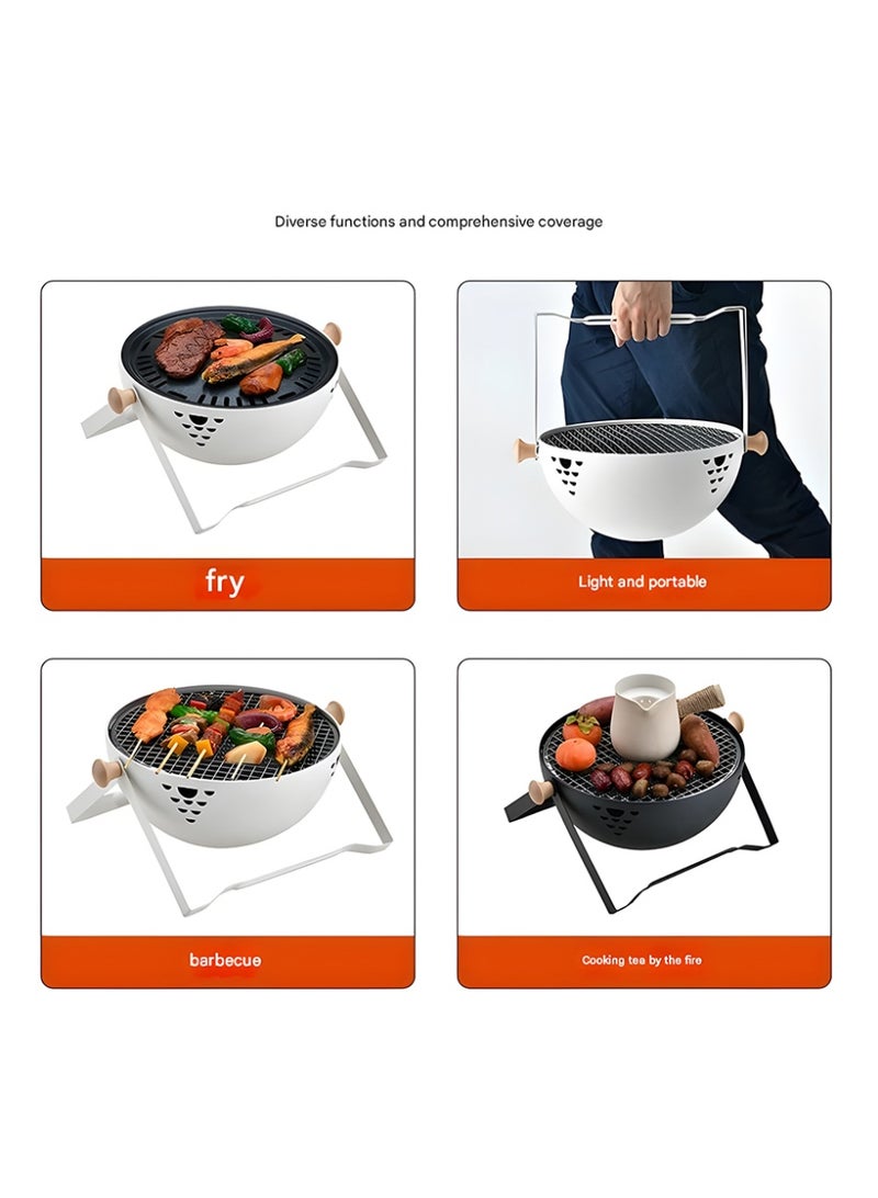 كادي ون شواية فحم محمولة قابلة للطي من الستانلس ستيل بنظام تهوية ممتاز، منقل شواء مزود بشبك و وعاء فحم قابل للفصل 13.5*17 سم مثالي للطبخ في الهواء الطلق للرحلات و التخييم - Image 5