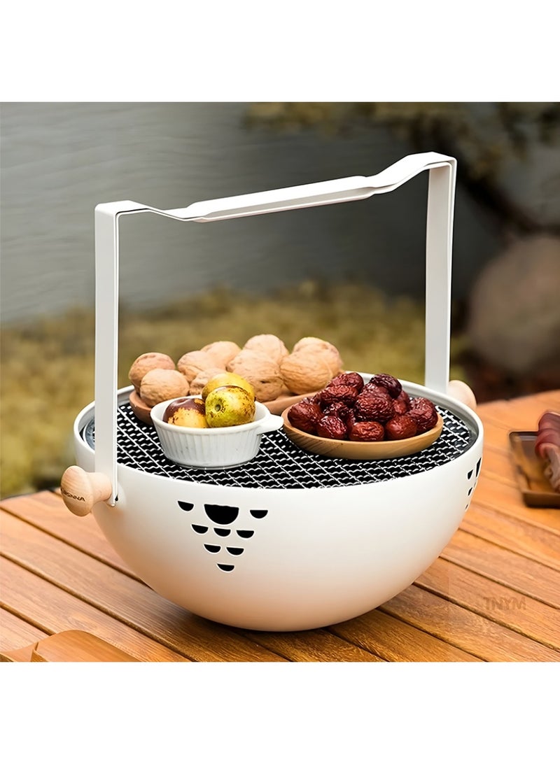 كادي ون شواية فحم محمولة قابلة للطي من الستانلس ستيل بنظام تهوية ممتاز، منقل شواء مزود بشبك و وعاء فحم قابل للفصل 13.5*17 سم مثالي للطبخ في الهواء الطلق للرحلات و التخييم - Image 2