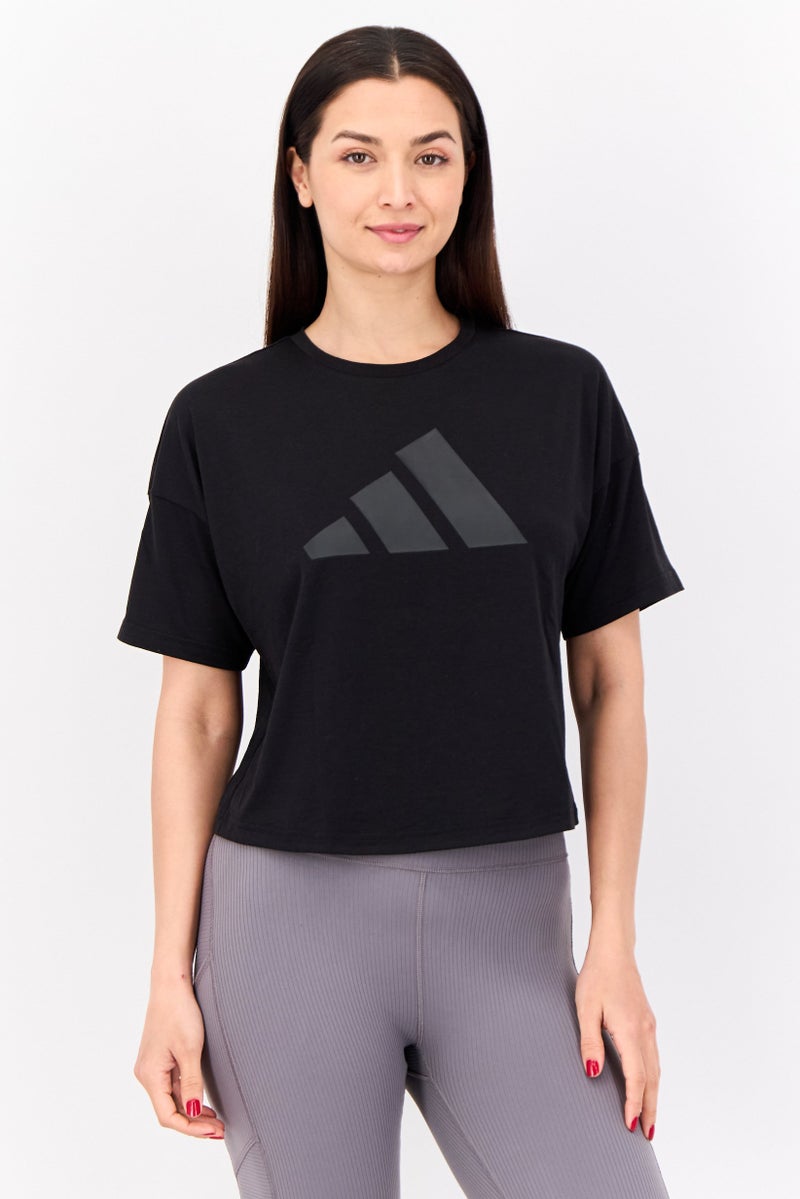 Adidas Women Sportswear Fit Short Sleeve Outdoor Top, Black  - Image 1