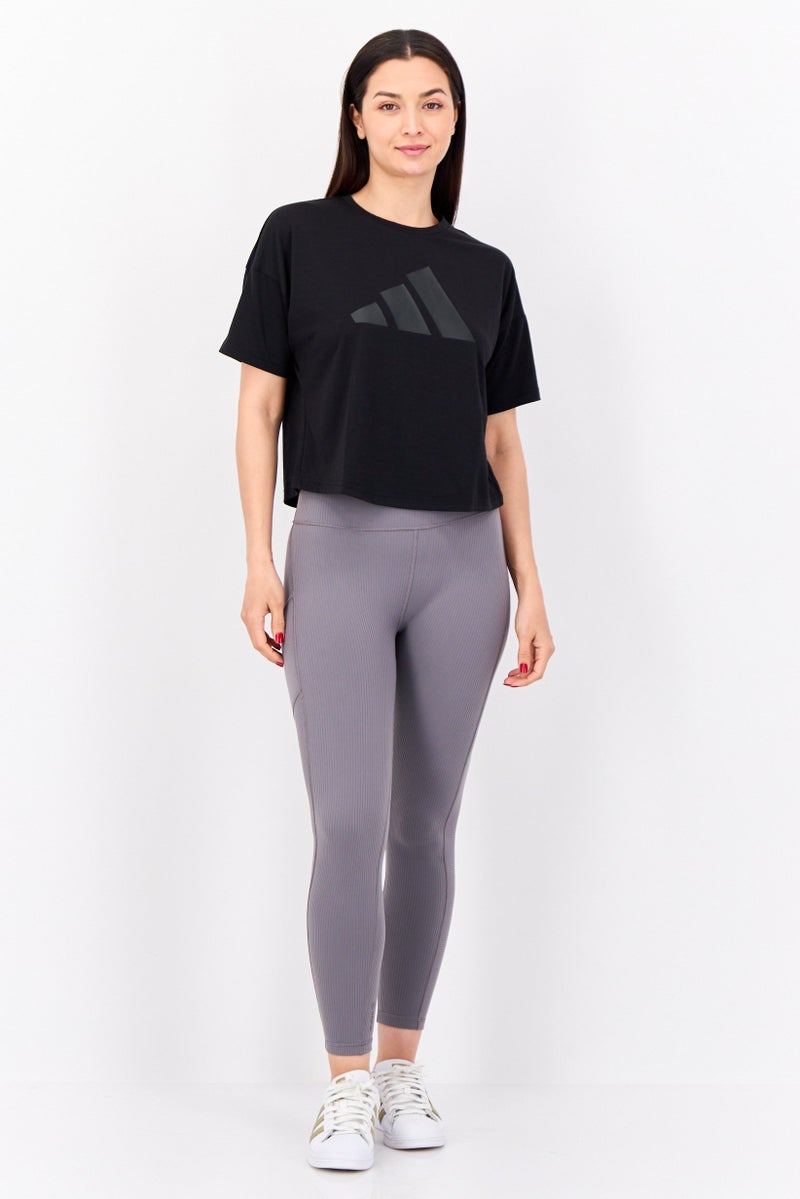 Adidas Women Sportswear Fit Short Sleeve Outdoor Top, Black  - Image 4