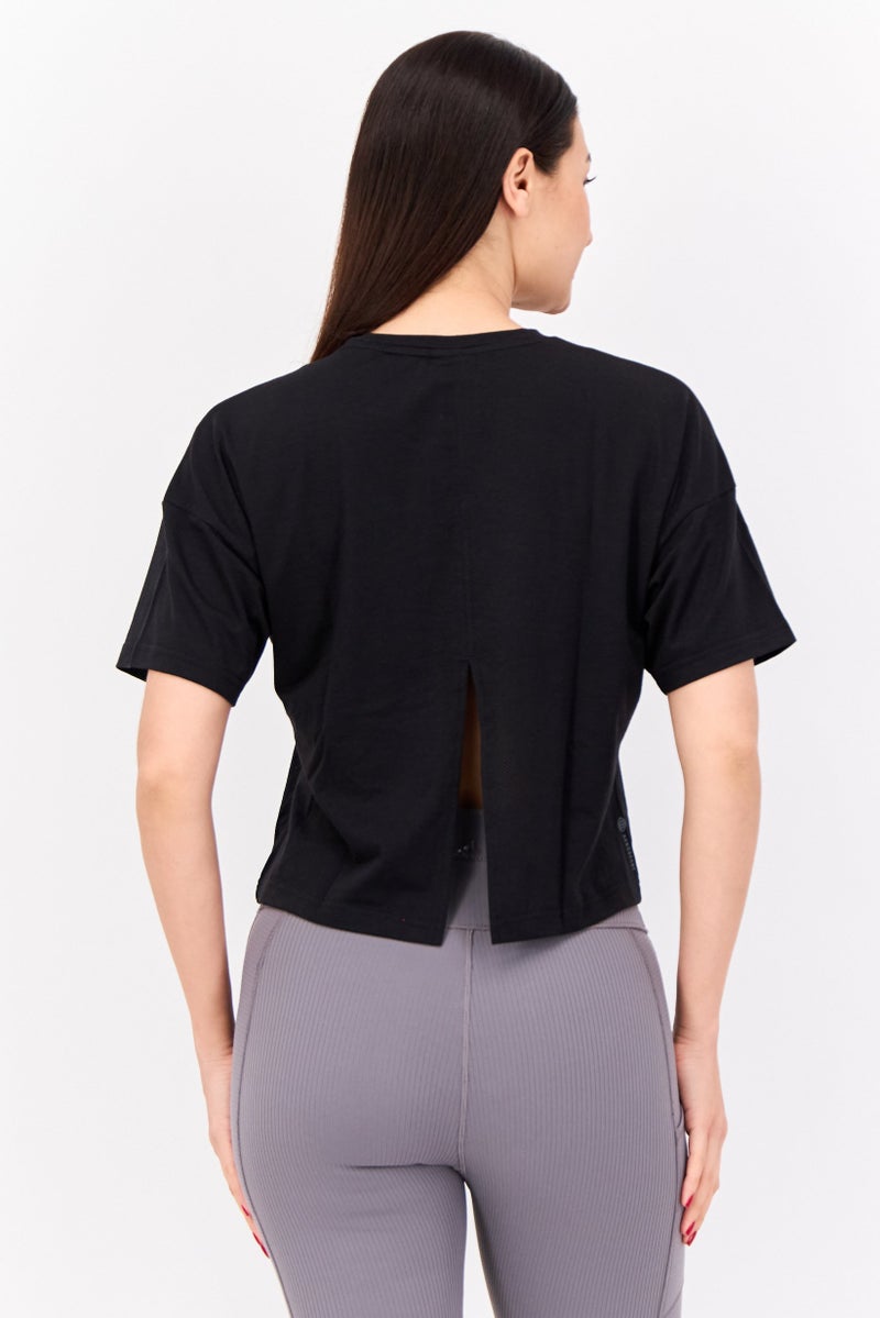 Adidas Women Sportswear Fit Short Sleeve Outdoor Top, Black  - Image 3
