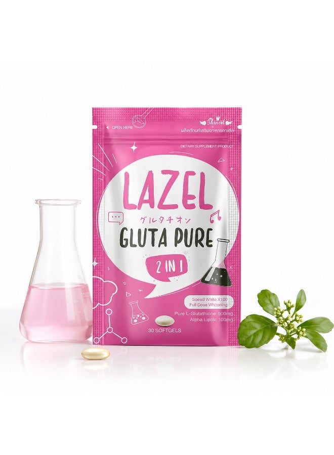 Lazel Gluta Pure Premium Glutathione Softgels, 2 In 1 Beauty Supplement With Alpha Lipoic Acid For Daily Glow, 30 Softgels - Image 1