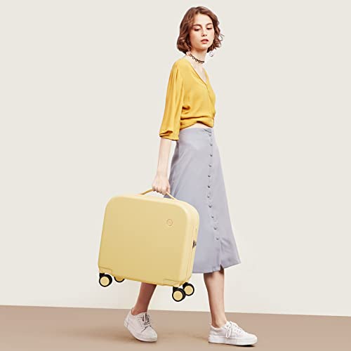 mixi Carry on Luggage, Suitcase with Spinner Wheels 16in Luggage Hardshell Lightweight Rolling Suitcases PC with Cover & TSA Lock, Lark Yellow - Image 2