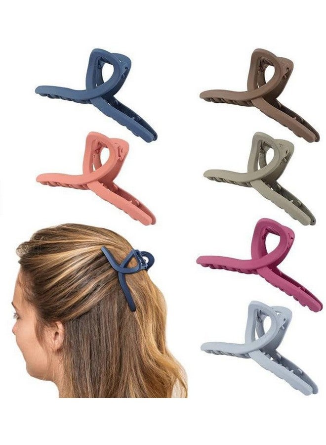 Blubby® Hair Claw Clip 6 Color Hair Jaw Clamp Clips 4.3 Inch Nonslip Hair Claw & Clutcher Strong Hold Matte Clip Clamp Hair Styling Accessories for Women Girls Thin Thick Fine Hair (Multicolor) - Image 1