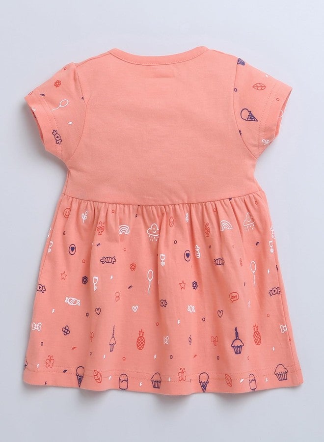 BUMZEE Coral Girls Half Sleeves Cotton Frock Age - 6-12 Months (Peb9096C-crl) - Image 2