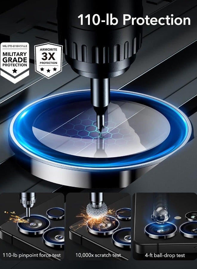 Samsung Galaxy S25 Ultra Camera Lens Protector, Individual Metal Ring Tempered Glass Lens Cover, [Strong Adsorption][Easy Installation][Case Friendly] Scratch Resistant Ultra-Thin HD Lens Cover, 2 Set-Black - Image 4