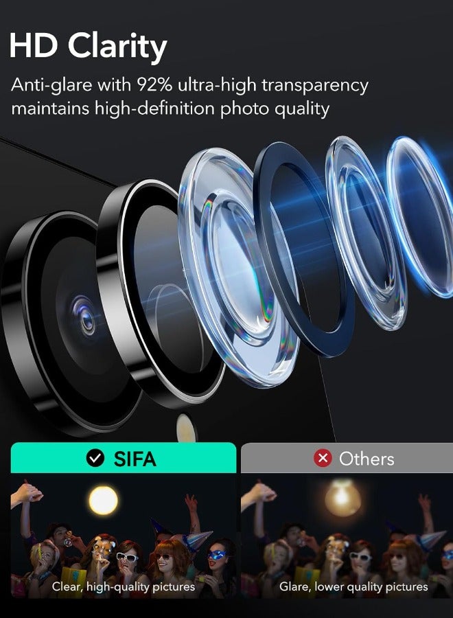 Samsung Galaxy S25 Ultra Camera Lens Protector, Individual Metal Ring Tempered Glass Lens Cover, [Strong Adsorption][Easy Installation][Case Friendly] Scratch Resistant Ultra-Thin HD Lens Cover, 2 Set-Black - Image 5