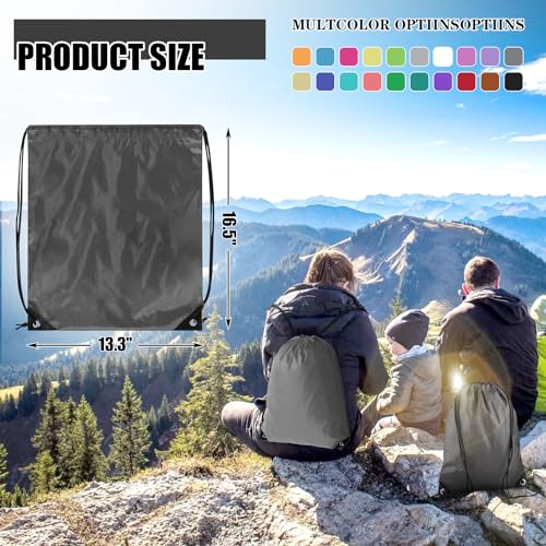 Grneric Drawstring Backpack Bulk 100Pcs Cinch Bag, Polyester Drawstring Bags for Gym Beach Sports Short Trip Party (Grey) - Image 4