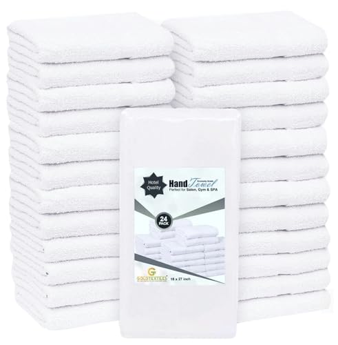 24 Pcs 2 Dozen White 16x27 Inch Cotton Blend Economy Hand Towels SalonGymHotel Super use Absorbent Best for KitchenJanitorialHome use Towels