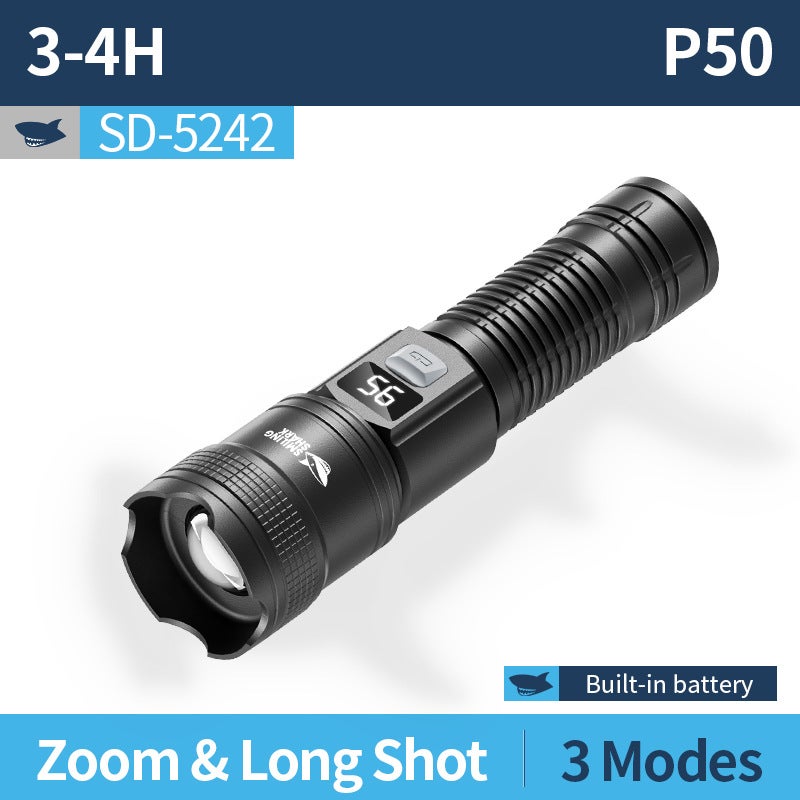 القرش المبتسم مصباح يدوي متعدد الوظائف بتصميم جديد مع خطاف - Image 1