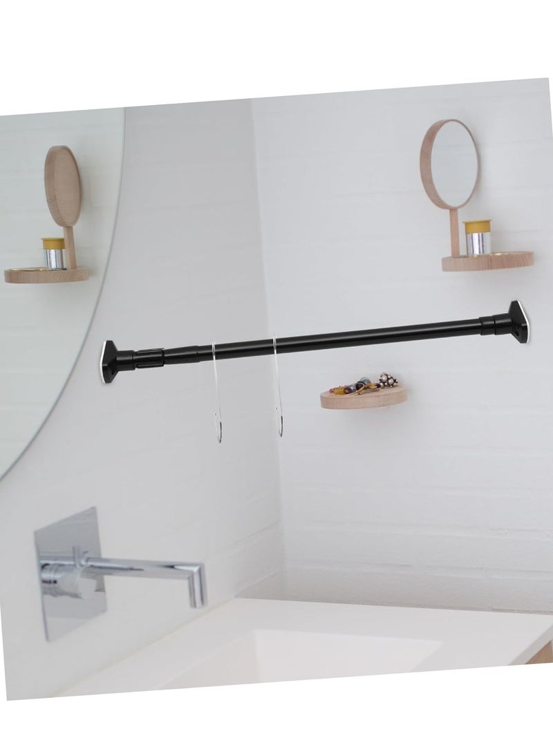 Excefore Extendable Clothes Rail, 50-80cm Stainless Steel Extendable Clothes Rail Pole - Hanging Rails for Clothes, Wardrobe, Shower, Kitchen, Windows Adjustable Shower Curtain Pole, 22mm Diameter (Black) - Image 2