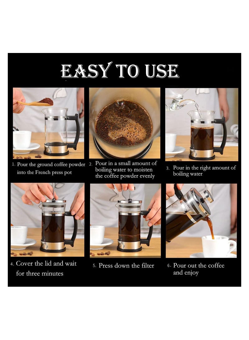 1000ml French Press Coffee Maker Espresso and Tea Maker with Triple Filters Plunger and Heat Resistant Borosilicate Glass Coffee Press Pot for Camping...  - Image 2