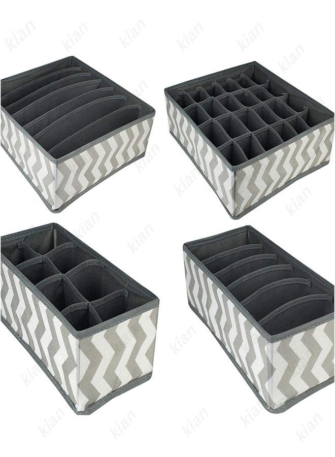 Kian 4 Set Pack Closet Collapsible Foldable Cloth Storage Cube Basket for Lingerie, Clothes, Bras, Socks, Ties & Dresser Drawer Organizer Divider Set Multi Colour - Image 2