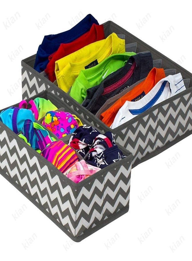 Kian 4 Set Pack Closet Collapsible Foldable Cloth Storage Cube Basket for Lingerie, Clothes, Bras, Socks, Ties & Dresser Drawer Organizer Divider Set Multi Colour - Image 4